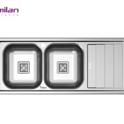 سینک ظرفشویی توکار مدل 1012 نیمه فانتزی استیل میلان برنز (MILANBRONZE)