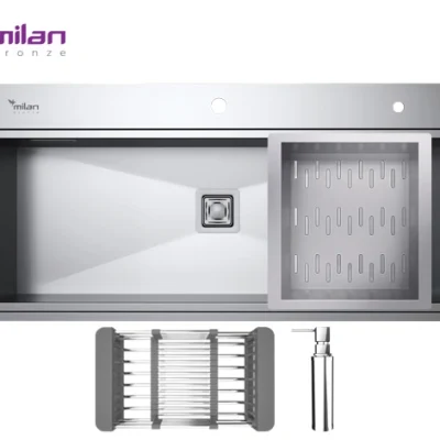سینک ظرفشویی استیل باکسی توکار مدل 40105S01 میلان برنز (MILANBRONZE)