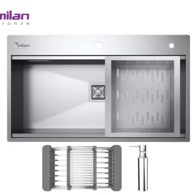 سینک ظرفشویی استیل باکسی توکار مدل 4090S01 میلان برنز (MILANBRONZE)