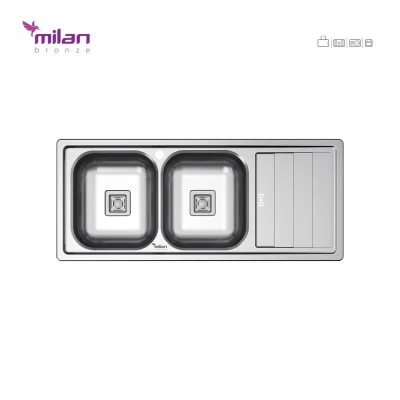 سینک ظرفشویی توکار مدل 1012 نیمه فانتزی استیل میلان برنز (MILANBRONZE)