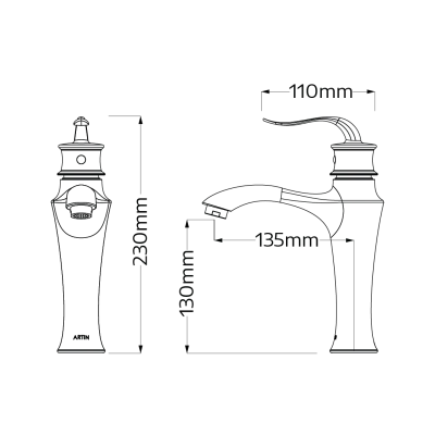 شیر روشویی آرتین مدل بتیس