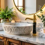 شیر روشویی پایه بلند آرتین سنگی مدل آراد