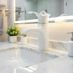 شیر روشویی آرتین سفید طلایی مدل رایان