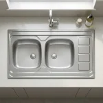سینک ظرفشویی روکار اخوان مدل 4CR دو لگن سایز 50*100