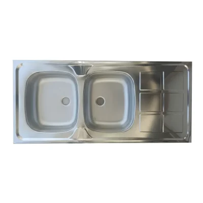 سینک ظرفشویی روکار اخوان مدل 6CR دو لگن سایز 50*120
